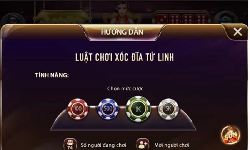 Chi tiết luật chơi xóc đĩa tứ linh Sunwin cho tân thủ